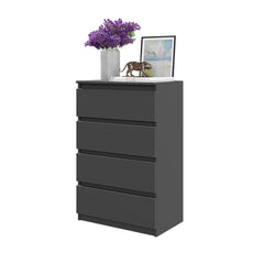 GABRIEL - Chest of 4 Drawers - Bedroom Dresser Storage Cabinet Sideboard - Anthracite H92cm W60cm D33cm