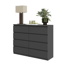GABRIEL - Chest of 8 Drawers - Bedroom Dresser Storage Cabinet Sideboard - Anthracite H92cm W120cm D33cm