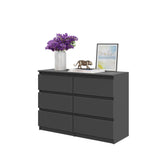 GABRIEL - Chest of 6 Drawers - Bedroom Dresser Storage Cabinet Sideboard - Anthracite H71cm W100cm D33cm