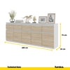NOAH - Chest of 5 Drawers and 5 Doors - Bedroom Dresser Storage Cabinet Sideboard - White Matt / Sonoma Oak  H75cm W200cm D35cm