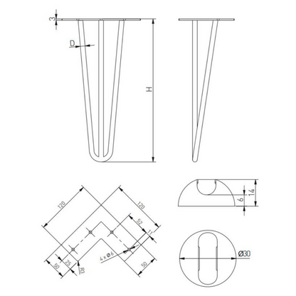 Table Leg 406 mm - Matt Black