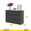 GABRIEL - Chest of 6 Drawers - Bedroom Dresser Storage Cabinet Sideboard - Anthracite H71cm W100cm D33cm