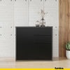 CAMILLE - Push to Open Sideboard with 2 Doors and 2 Drawers - Anthracite / Black Matt H74cm W80cm D36cm