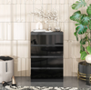GABRIEL - Chest of 4 Drawers - Bedroom Dresser Storage Cabinet Sideboard - Anthracite / Black Gloss H92cm W60cm D33cm