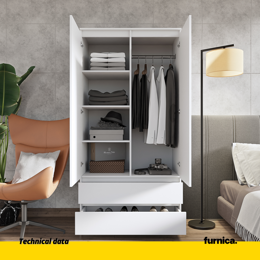 White 2 door wardrobe with drawers deals