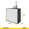 CAMILLE - Push to Open Sideboard with 2 Doors and 2 Drawers - Anthracite / White Matt H74cm W80cm D36cm