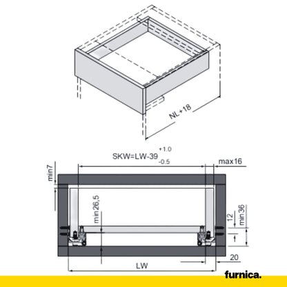Soft-Close Concealed Undermount Drawer Runners ECO - 350mm