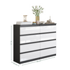 GABRIEL - Chest of 8 Drawers - Bedroom Dresser Storage Cabinet Sideboard - Anthracite / White Gloss H92cm W120cm D33cm