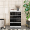 GABRIEL - Chest of 4 Drawers - Bedroom Dresser Storage Cabinet Sideboard - White Matt / Black Gloss H92cm W60cm D33cm