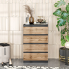 GABRIEL - Chest of 4 Drawers - Bedroom Dresser Storage Cabinet Sideboard - Anthracite / Wotan Oak H92cm W60cm D33cm
