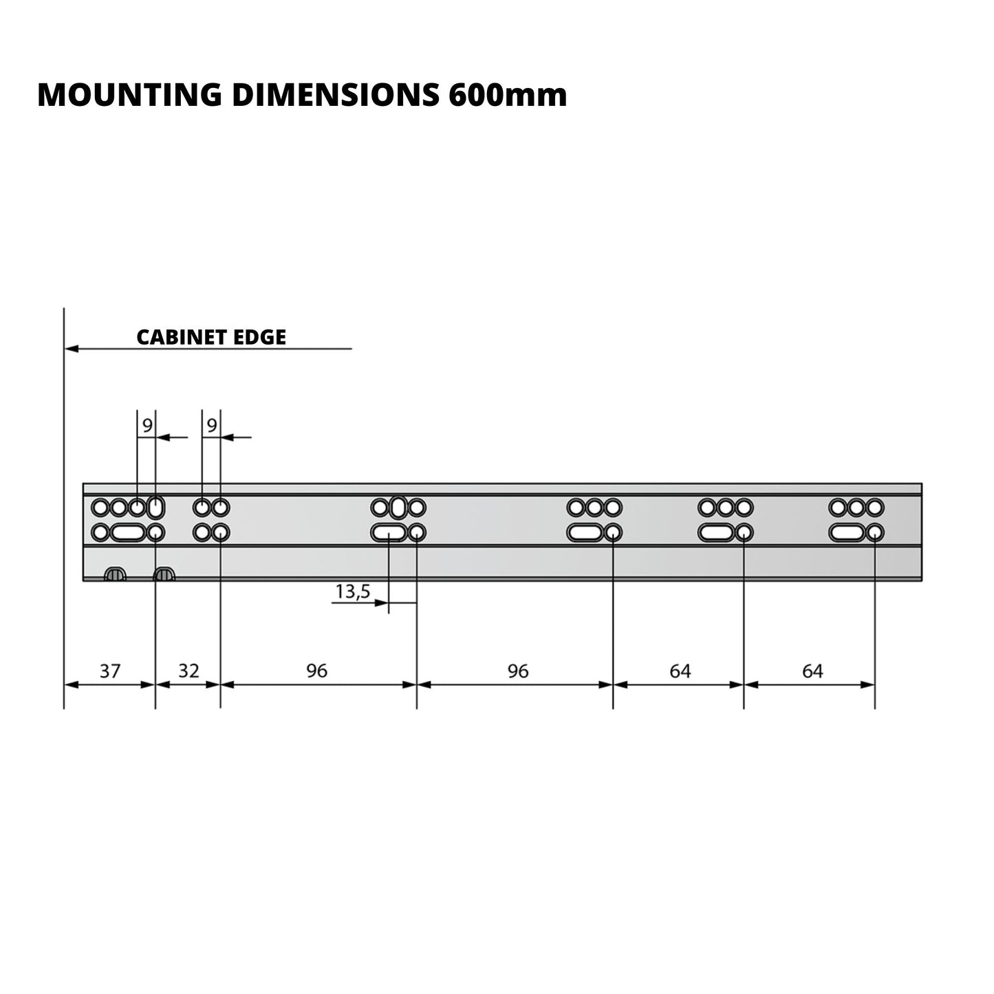 Soft-Close Concealed Undermount Drawer Runners, Full Extension - 600mm