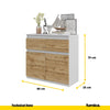 NOAH - Chest of 2 Drawers and 2 Doors - Bedroom Dresser Storage Cabinet Sideboard - White Matt / Wotan Oak H75cm W80cm D35cm