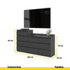 GABRIEL - Chest of 10 Drawers (6+4) - Bedroom Dresser Storage Cabinet Sideboard - Anthracite H92/70cm W160cm D33cm
