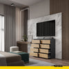 GABRIEL - Chest of 8 Drawers - Bedroom Dresser Storage Cabinet Sideboard - Anthracite / Wotan Oak H92cm W120cm D33cm
