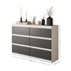 GABRIEL - Chest of 6 Drawers - Bedroom Dresser Storage Cabinet Sideboard - White Matt / Anthracite H71cm W100cm D33cm