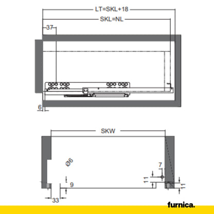 Soft-Close Concealed Undermount Drawer Runners ECO - 450mm