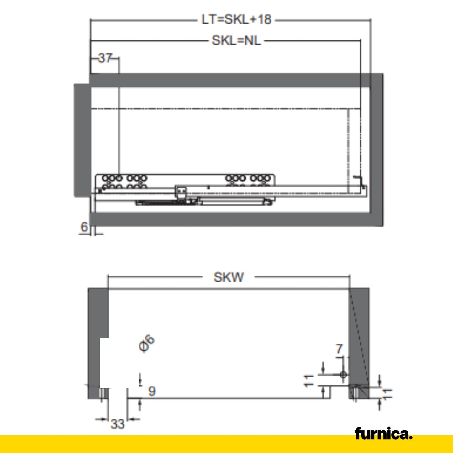 Soft-Close Concealed Undermount Drawer Runners ECO - 350mm