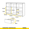 NOAH - Chest of 3 Drawers and 3 Doors - Bedroom Dresser Storage Cabinet Sideboard - Concrete / Black Gloss H75cm W120cm D35cm