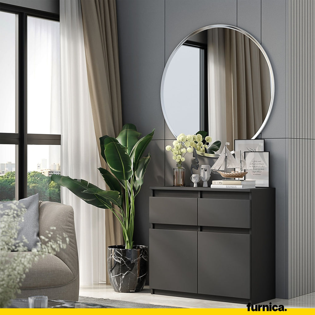 NOAH - Chest of 2 Drawers and 2 Doors - Bedroom Dresser Storage Cabinet Sideboard - Anthracite H75cm W80cm D35cm
