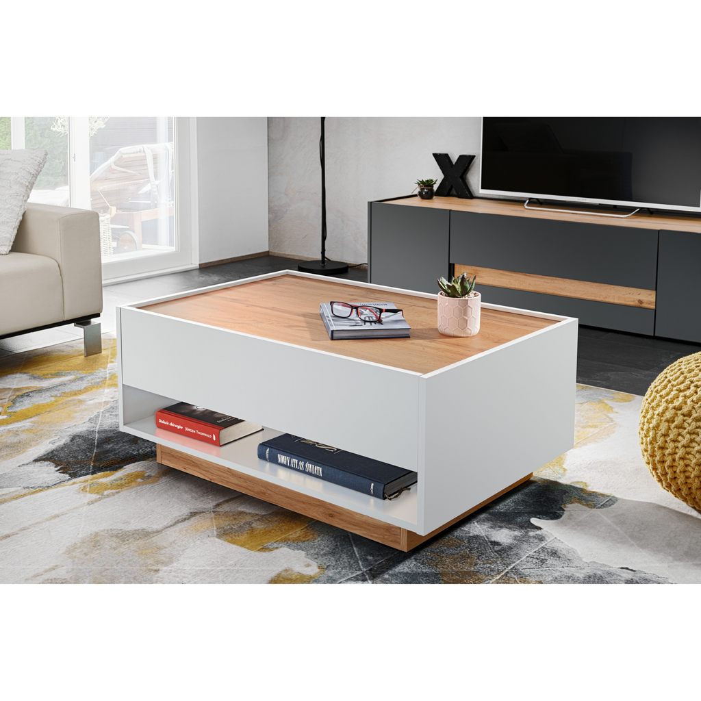 CARLO V - Living Room Furniture Set - White Matt / Wotan Oak