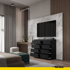 GABRIEL - Chest of 8 Drawers - Bedroom Dresser Storage Cabinet Sideboard - Black Matt H92cm W120cm D33cm