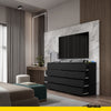 GABRIEL - Chest of 12 Drawers (8+4) - Bedroom Dresser Storage Cabinet Sideboard - Black Matt H92cm W180cm D33cm