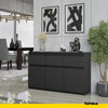 NOAH - Chest of 3 Drawers and 3 Doors - Bedroom Dresser Storage Cabinet Sideboard - Anthracite H75cm W120cm D35cm