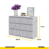 GABRIEL - Chest of 6 Drawers - Bedroom Dresser Storage Cabinet Sideboard - Concrete H71cm W100cm D33cm