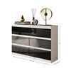 GABRIEL - Chest of 6 Drawers - Bedroom Dresser Storage Cabinet Sideboard - White Matt / Black Gloss H71cm W100cm D33cm