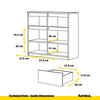 NOAH - Chest of 2 Drawers and 2 Doors - Bedroom Dresser Storage Cabinet Sideboard - Concrete / Black Gloss H75cm W80cm D35cm