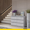 GABRIEL - Chest of 6 Drawers - Bedroom Dresser Storage Cabinet Sideboard - Concrete H71cm W100cm D33cm
