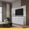 GABRIEL - Chest of 12 Drawers (8+4) - Bedroom Dresser Storage Cabinet Sideboard - Concrete H92cm W180cm D33cm