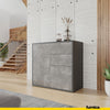 CAMILLE - Push to Open Sideboard with 2 Doors and 2 Drawers - Anthracite / Basalt Trasimeno H74cm W80cm D36cm
