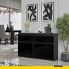 NOAH - Chest of 3 Drawers and 3 Doors - Bedroom Dresser Storage Cabinet Sideboard - Anthracite / Black Gloss H75cm W120cm D35cm