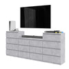 GABRIEL - Chest of 14 Drawers (4+6+4) - Bedroom Dresser Storage Cabinet Sideboard - Concrete H92cm W220cm D33cm