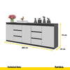 MIKEL - Chest of 6 Drawers and 3 Doors - Bedroom Dresser Storage Cabinet Sideboard - Anthracite / White Matt H75cm W200cm D35cm