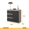 MIKEL - Chest of 3 Drawers and 1 Door - Bedroom Dresser Storage Cabinet Sideboard - Concrete / Anthracite H75cm W80cm D35cm