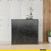 CAMILLE - Push to Open Sideboard with 2 Doors and 2 Drawers - Anthracite / Black Marble H74cm W80cm D36cm