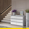 GABRIEL - Chest of 6 Drawers - Bedroom Dresser Storage Cabinet Sideboard - Concrete / White Gloss H71cm W100cm D33cm