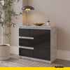 MIKEL - Chest of 3 Drawers and 1 Door - Bedroom Dresser Storage Cabinet Sideboard - Concrete / Black Gloss H75cm W80cm D35cm