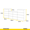 GABRIEL - Chest of 14 Drawers (4+6+4) - Bedroom Dresser Storage Cabinet Sideboard - Wenge / White Gloss H92cm W220cm D33cm