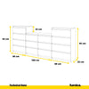 GABRIEL - Chest of 14 Drawers (4+6+4) - Bedroom Dresser Storage Cabinet Sideboard - Concrete / White Gloss H92cm W220cm D33cm