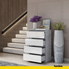 GABRIEL - Chest of 4 Drawers - Bedroom Dresser Storage Cabinet Sideboard - Concrete / White Gloss H92cm W60cm D33cm