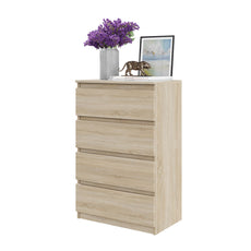GABRIEL - Chest of 4 Drawers - Bedroom Dresser Storage Cabinet Sideboard - Sonoma Oak H92cm W60cm D33cm