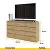GABRIEL - Chest of 12 Drawers (8+4) - Bedroom Dresser Storage Cabinet Sideboard - Wotan Oak H92cm W180cm D33cm