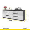 MIKEL - Chest of 6 Drawers and 3 Doors - Bedroom Dresser Storage Cabinet Sideboard - Anthracite / White Gloss H75cm W200cm D35cm