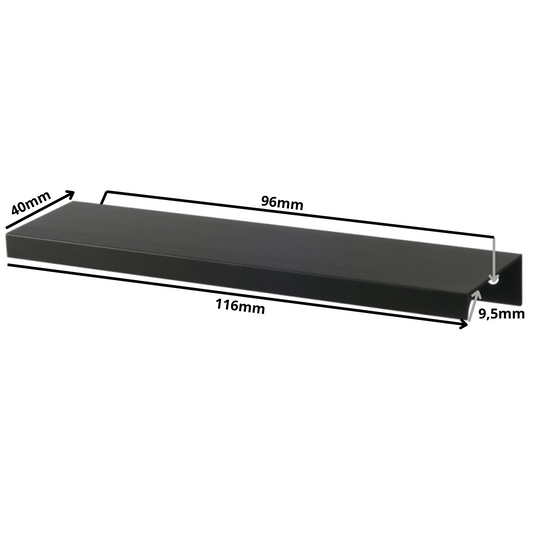 Edge Grip Round Profile Handle 96mm (116mm total length) - Black Matt