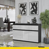NOAH - Chest of 3 Drawers and 3 Doors - Bedroom Dresser Storage Cabinet Sideboard - Anthracite / White Gloss H75cm W120cm D35cm