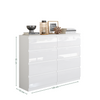 GABRIEL - Chest of 8 Drawers - Bedroom Dresser Storage Cabinet Sideboard - White Gloss H92cm W120cm D33cm
