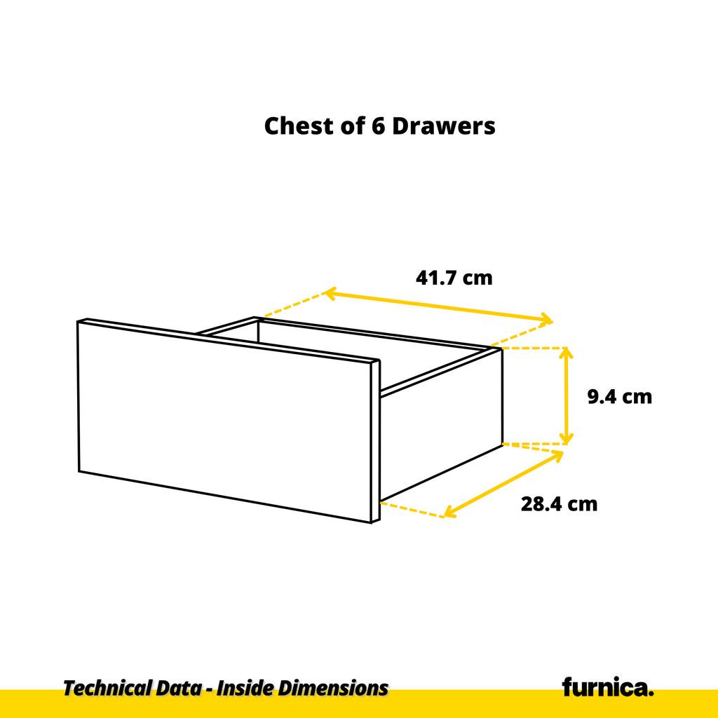 GABRIEL - Chest of 10 Drawers (6+4) - Bedroom Dresser Storage Cabinet Sideboard - Concrete / White Matt H92/70cm W160cm D33cm